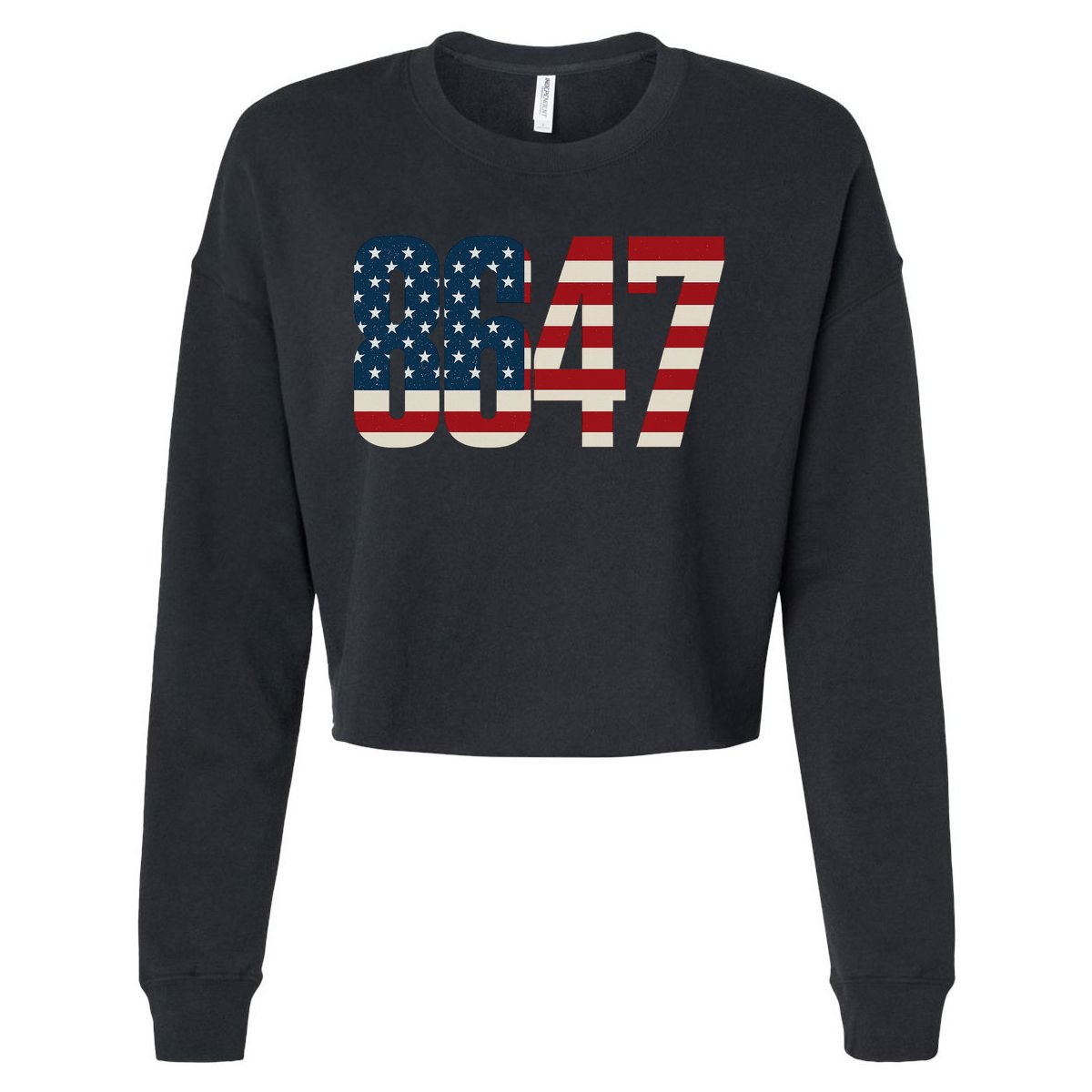 Anti Trump 8647 86 47th President US Flag Cropped Pullover Crew