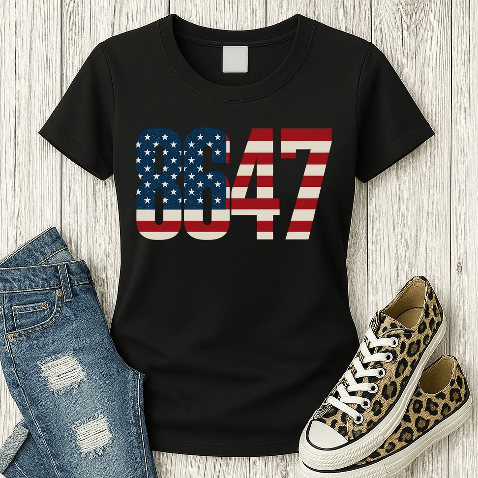 Anti Trump 8647 86 47th President US Flag Womens T-Shirt