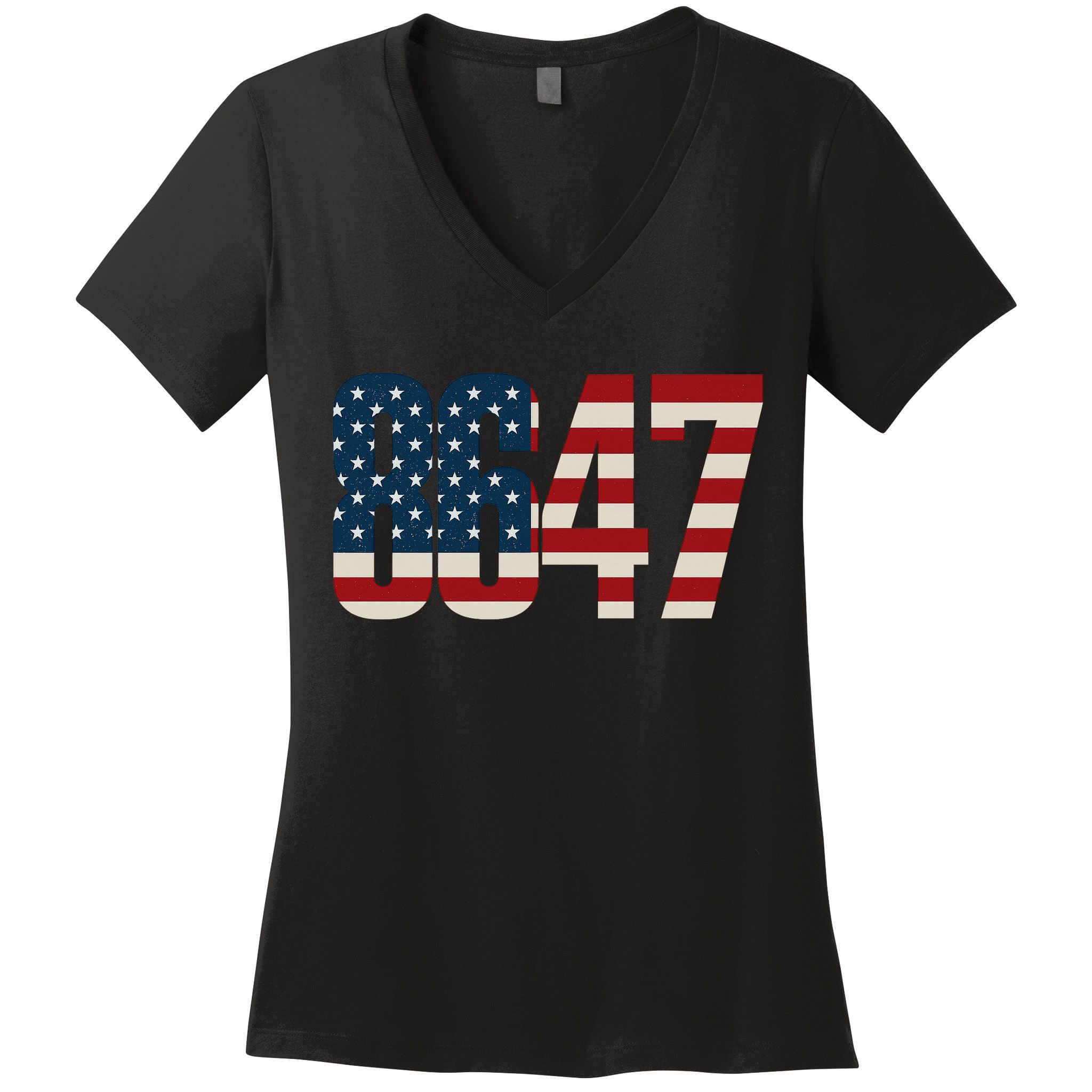 Anti Trump 8647 86 47th President US Flag Women's V-Neck T-Shirt