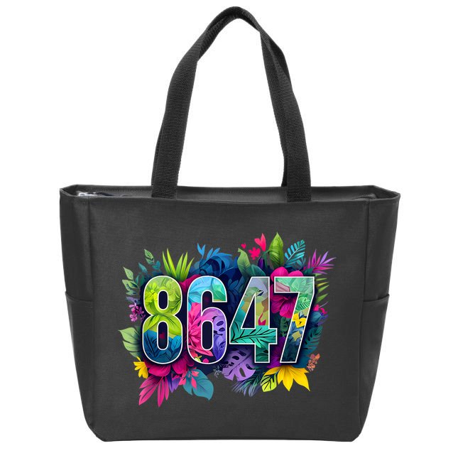 Anti Trump 8647 Floral Resist 86 47 Impeach Trump Impeach 47 Tank Top Zip Tote Bag
