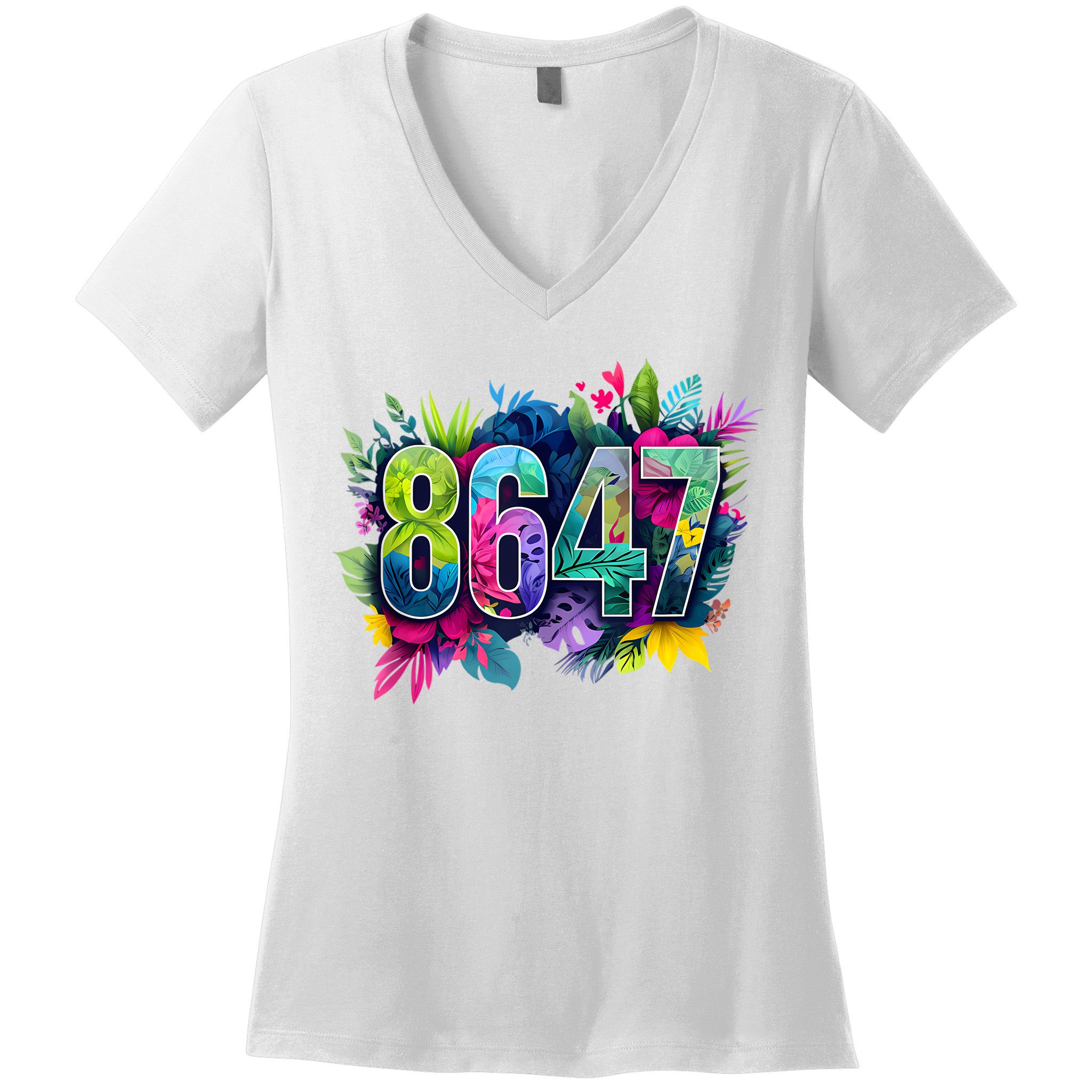 Anti Trump 8647 Floral Resist 86 47 Impeach Trump Impeach 47 Tank Top Women's V-Neck T-Shirt