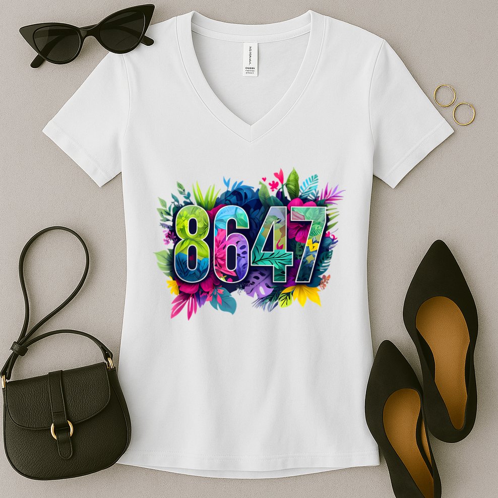 Anti Trump 8647 Floral Resist 86 47 Impeach Trump Impeach 47 Tank Top Women's V-Neck T-Shirt