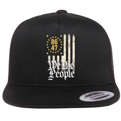Anti Trump 8647 86 47 Us Flag We The People Impeach 47 Flat Bill Trucker Hat