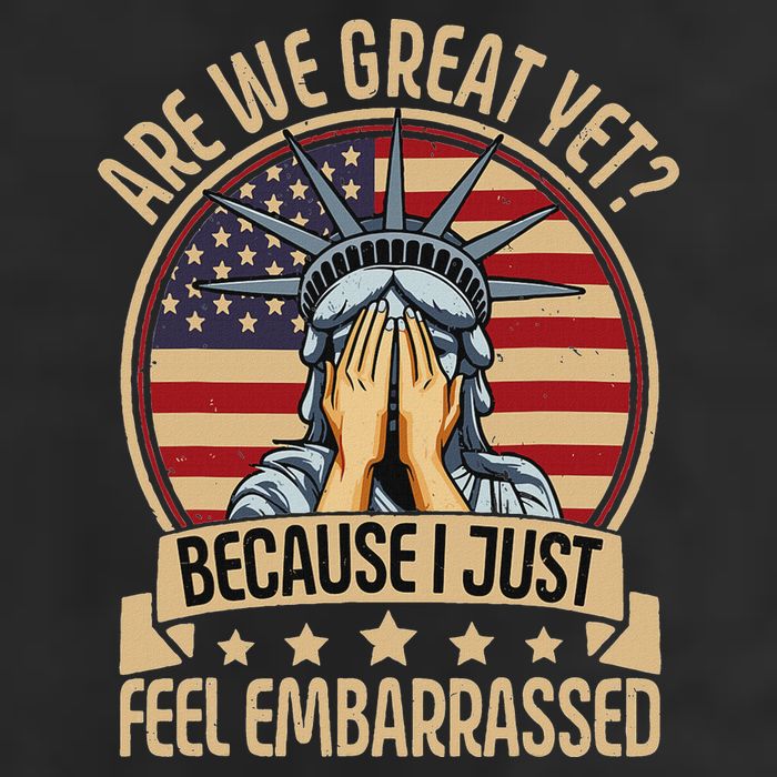 Anti Trump Are We Great Yet Cause I Just Feel Embarrassed 7 Panel Mesh Trucker Snapback Hat