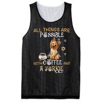 All Things Are Possible With Coffee And A Yorkie Mesh Reversible Basketball Jersey Tank