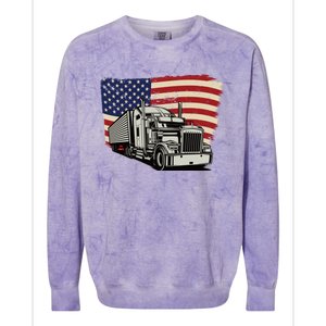 American Truckers And Semi Truck Drivers Trucking Cool Gift Colorblast Crewneck Sweatshirt