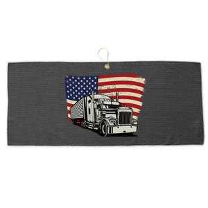 American Truckers And Semi Truck Drivers Trucking Cool Gift Large Microfiber Waffle Golf Towel