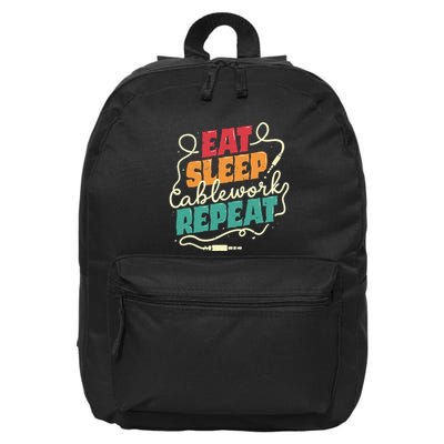 Av Tech Audio Visual Technician Eat Sleep Cablework Repeat 16 in Basic Backpack