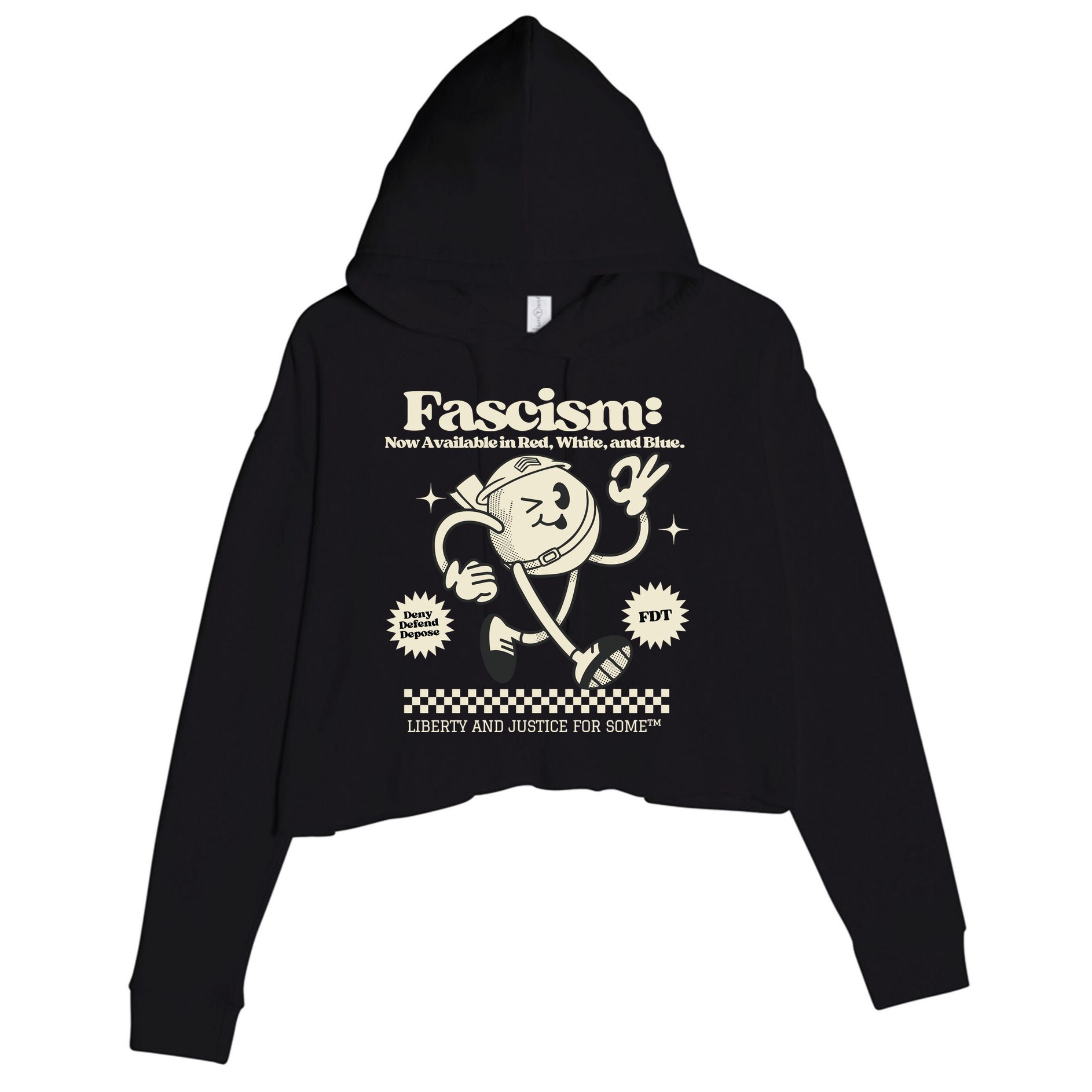 Anti Trump Anti Fascism Crop Fleece Hoodie