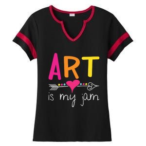 Art Teacher Art Is My Jam Ladies Halftime Notch Neck Tee