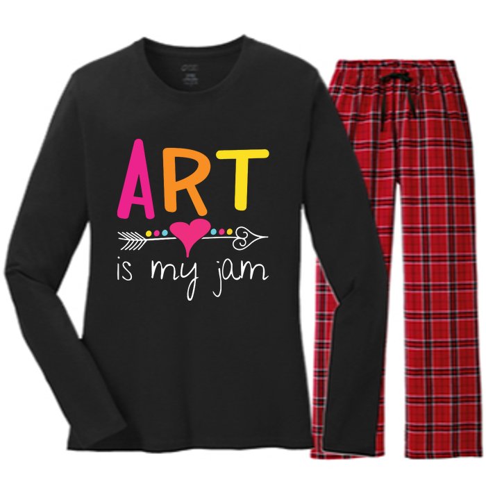 Art Teacher Art Is My Jam Women's Long Sleeve Flannel Pajama Set 