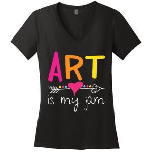 Art Teacher Art Is My Jam Women's V-Neck T-Shirt