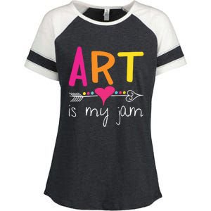 Art Teacher Art Is My Jam Enza Ladies Jersey Colorblock Tee