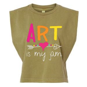 Art Teacher Art Is My Jam Garment-Dyed Women's Muscle Tee