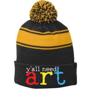 Art Teacher Artists Gift Stripe Pom Pom Beanie