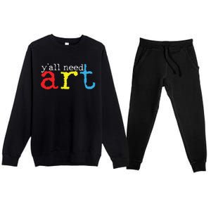 Art Teacher Artists Gift Premium Crewneck Sweatsuit Set