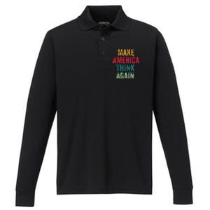 America Thinking Again Gift Performance Long Sleeve Polo