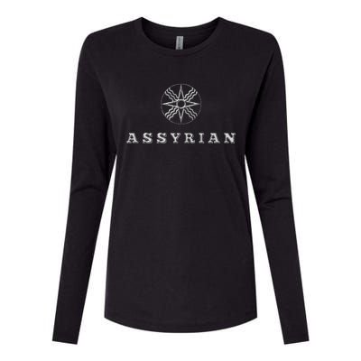 Assyrian Text Assyrian Flag Womens Cotton Relaxed Long Sleeve T-Shirt