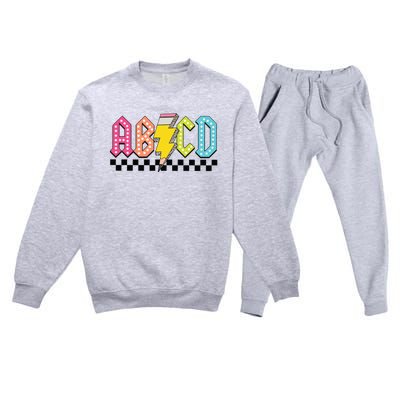 Abcd Teacher Premium Crewneck Sweatsuit Set