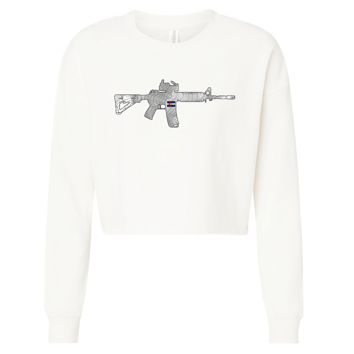 AR Topographic Cropped Pullover Crew