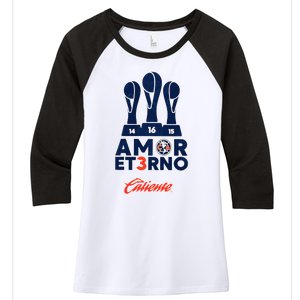 America Tricampeon. Amame Mas Women's Tri-Blend 3/4-Sleeve Raglan Shirt