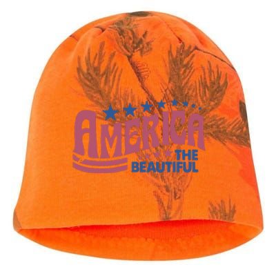 America The Beautiful Retro Vintage American 4th Of July Kati - Camo Knit Beanie