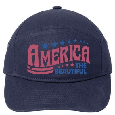 America The Beautiful Retro Vintage American 4th Of July 7-Panel Snapback Hat