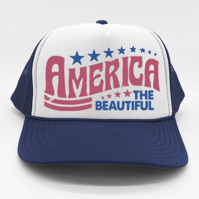 America The Beautiful Retro Vintage American 4th Of July Trucker Hat