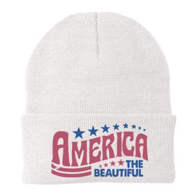 America The Beautiful Retro Vintage American 4th Of July Knit Cap Winter Beanie