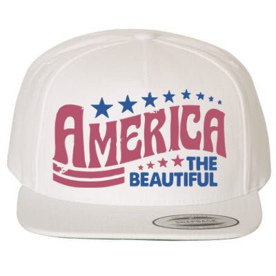 America The Beautiful Retro Vintage American 4th Of July Wool Snapback Cap