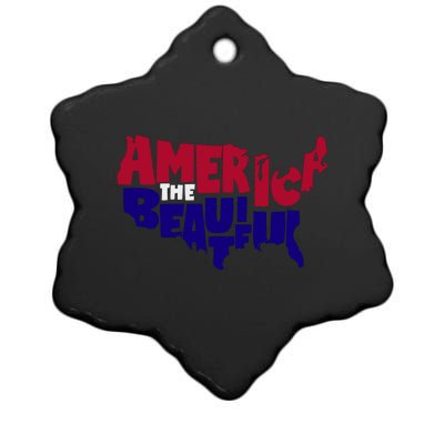 America The Beautiful Usa 4th Of July Patriotic Gift Ceramic Star Ornament