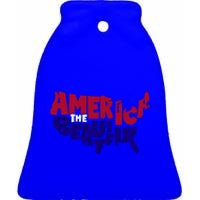 America The Beautiful Usa 4th Of July Patriotic Gift Ceramic Bell Ornament