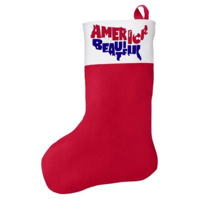 America The Beautiful Usa 4th Of July Patriotic Gift Felt Holiday Christmas Stocking