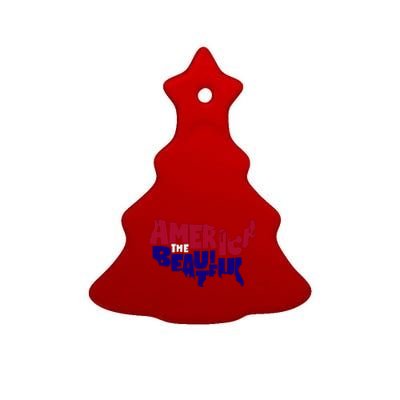 America The Beautiful Usa 4th Of July Patriotic Gift Ceramic Tree Ornament