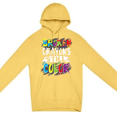 Autism Teacher Broken Crayons Still Color Autism Awareness Cool Gift Premium Pullover Hoodie