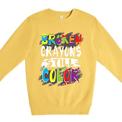 Autism Teacher Broken Crayons Still Color Autism Awareness Cool Gift Premium Crewneck Sweatshirt