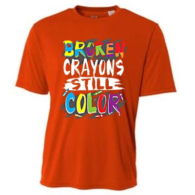 Autism Teacher Broken Crayons Still Color Autism Awareness Cool Gift Cooling Performance Crew T-Shirt