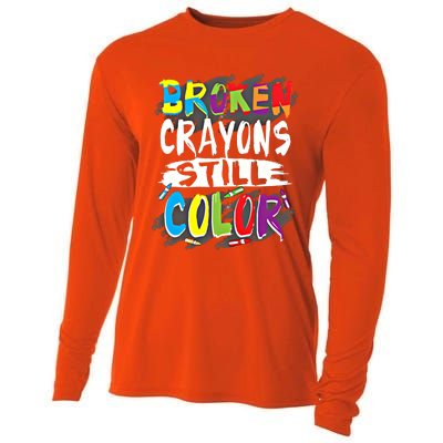 Autism Teacher Broken Crayons Still Color Autism Awareness Cool Gift Cooling Performance Long Sleeve Crew