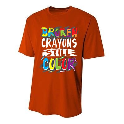 Autism Teacher Broken Crayons Still Color Autism Awareness Cool Gift Performance Sprint T-Shirt