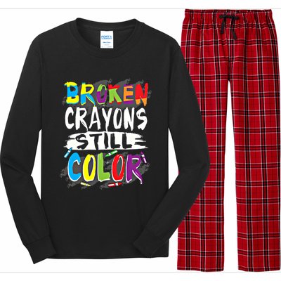 Autism Teacher Broken Crayons Still Color Autism Awareness Cool Gift Long Sleeve Pajama Set