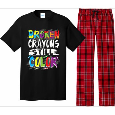 Autism Teacher Broken Crayons Still Color Autism Awareness Cool Gift Pajama Set