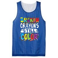 Autism Teacher Broken Crayons Still Color Autism Awareness Cool Gift Mesh Reversible Basketball Jersey Tank