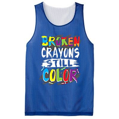 Autism Teacher Broken Crayons Still Color Autism Awareness Cool Gift Mesh Reversible Basketball Jersey Tank