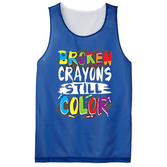 Autism Teacher Broken Crayons Still Color Autism Awareness Cool Gift Mesh Reversible Basketball Jersey Tank