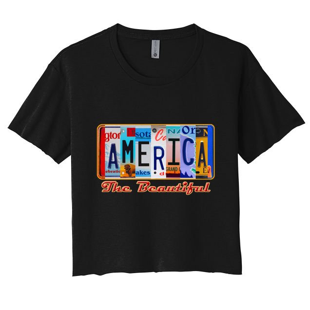 America The Beautiful Car License Plates Gift Crop Top