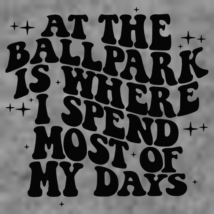 At The Ballpark Is Where I Spend Most Of My Days Baseball 7-Panel Snapback Hat