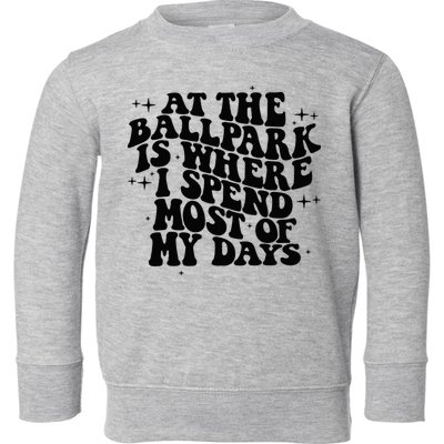 At The Ballpark Is Where I Spend Most Of My Days Baseball Toddler Sweatshirt