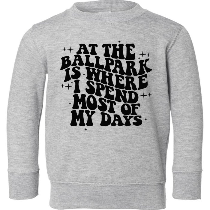 At The Ballpark Is Where I Spend Most Of My Days Baseball Toddler Sweatshirt