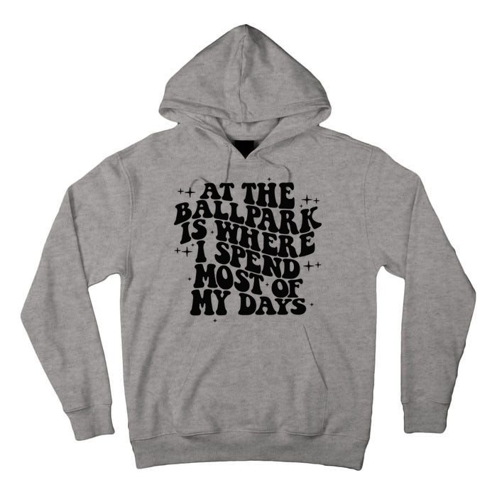 At The Ballpark Is Where I Spend Most Of My Days Baseball Tall Hoodie