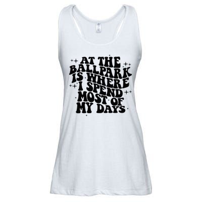At The Ballpark Is Where I Spend Most Of My Days Baseball Ladies Essential Flowy Tank